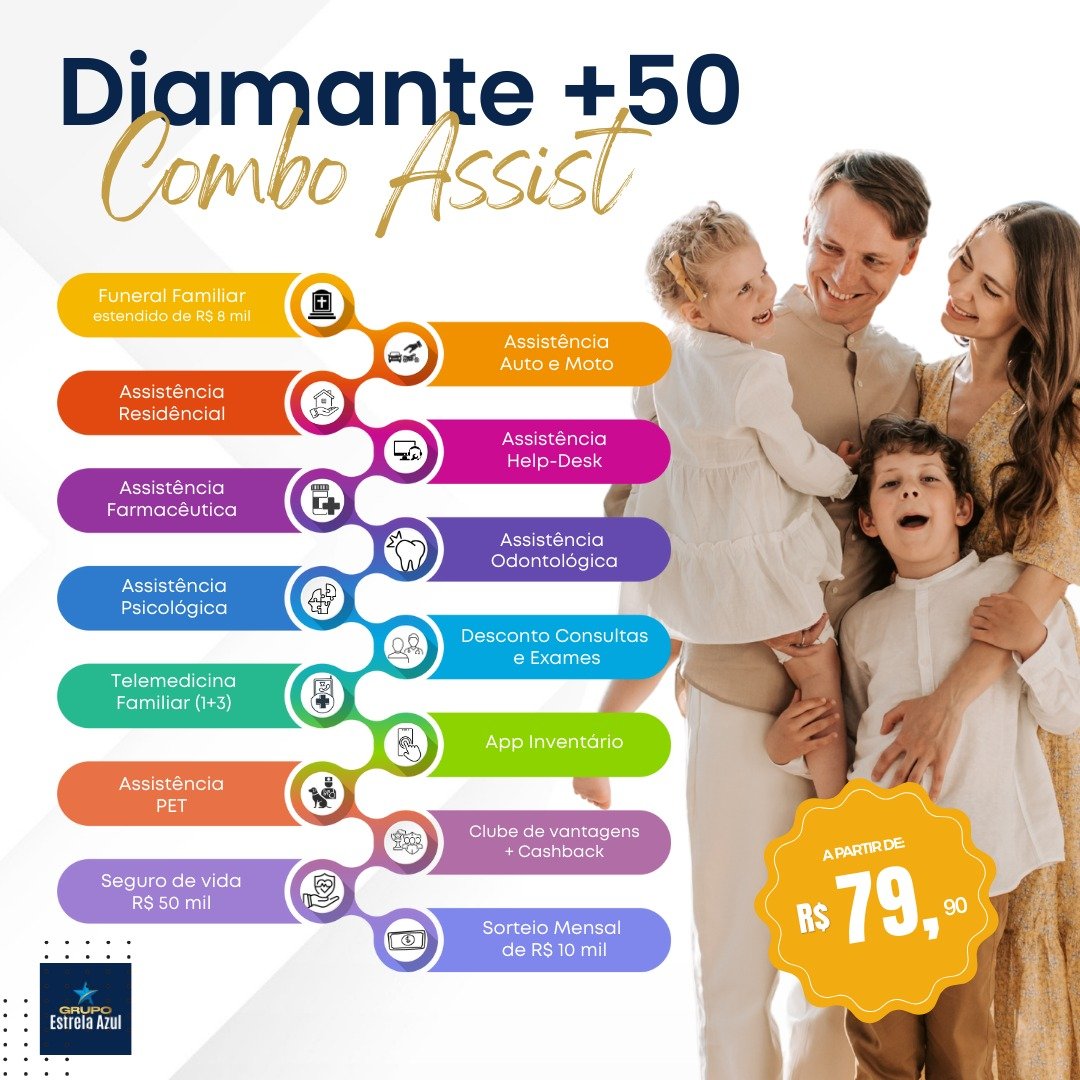PLANO SUPER COMBO ASSIST DIAMANTE +50  FAMILIAR  (15 produtos)