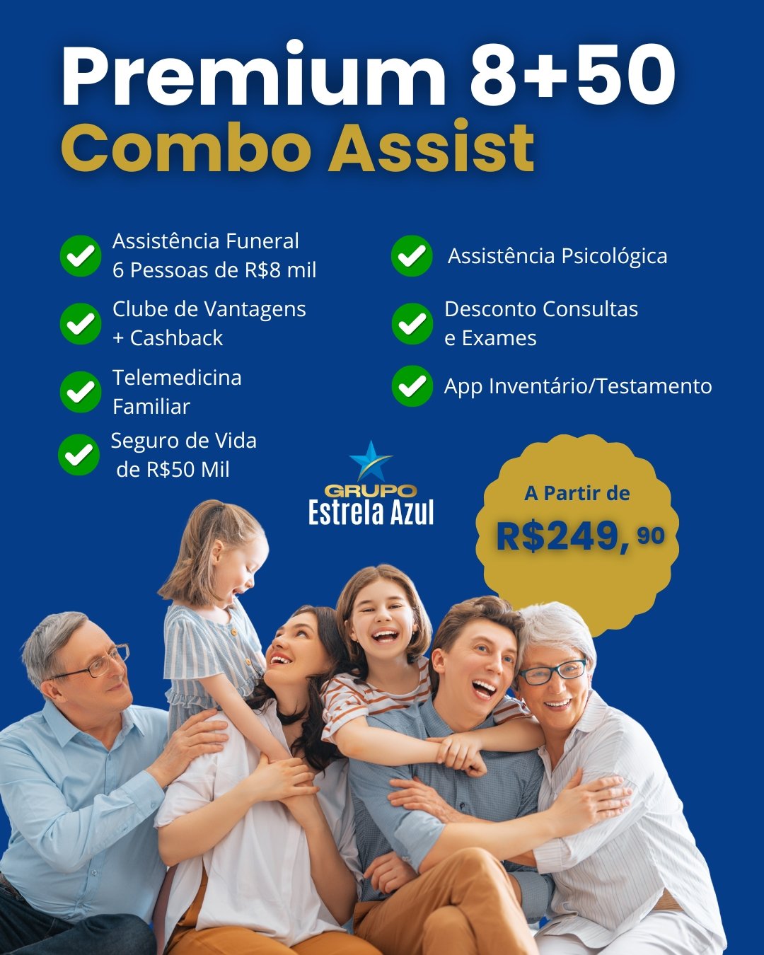 PLANO SUPER COMBO ASSIST PREMIUM 8 +50 FAMILIAR (07 COBERTURAS)